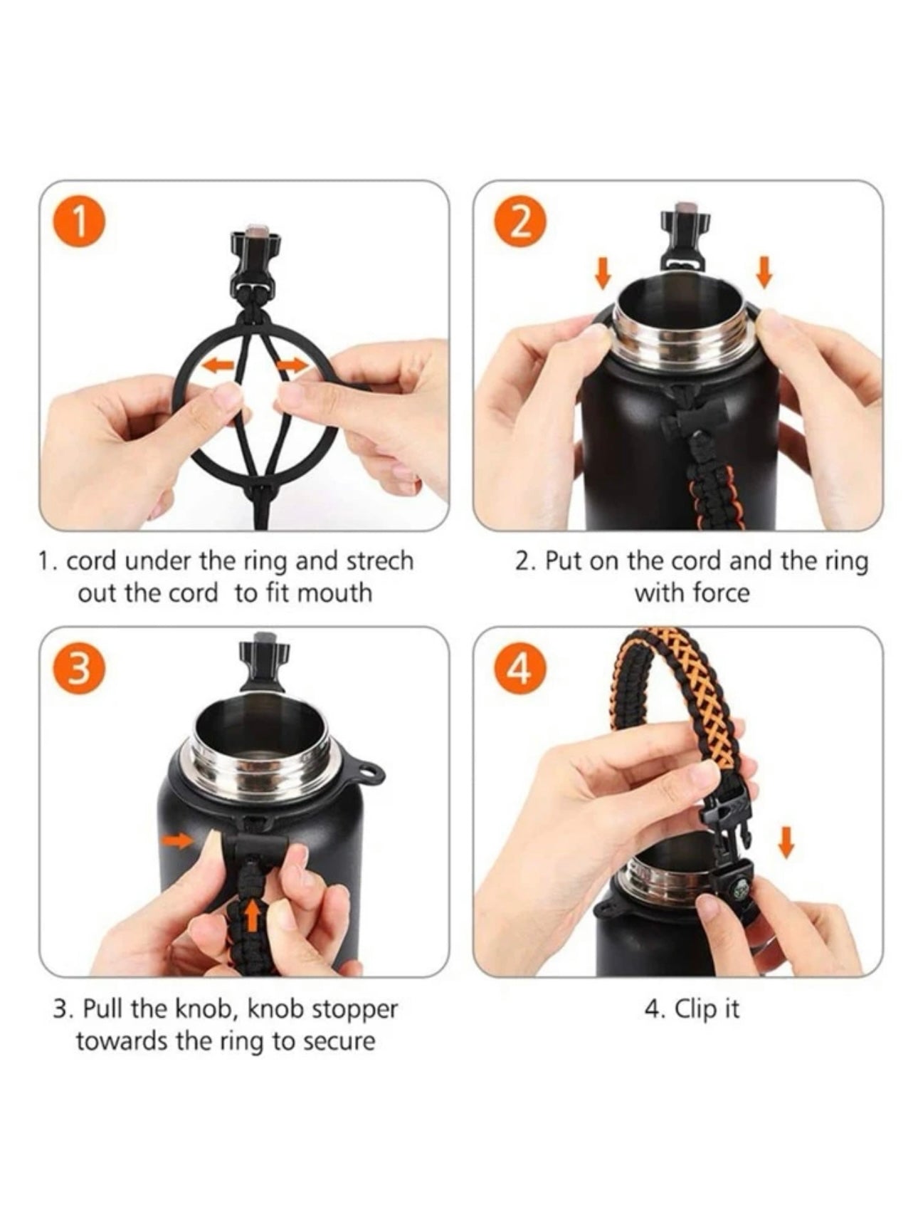 Water Bottle Paracord Handle & Silicone Base