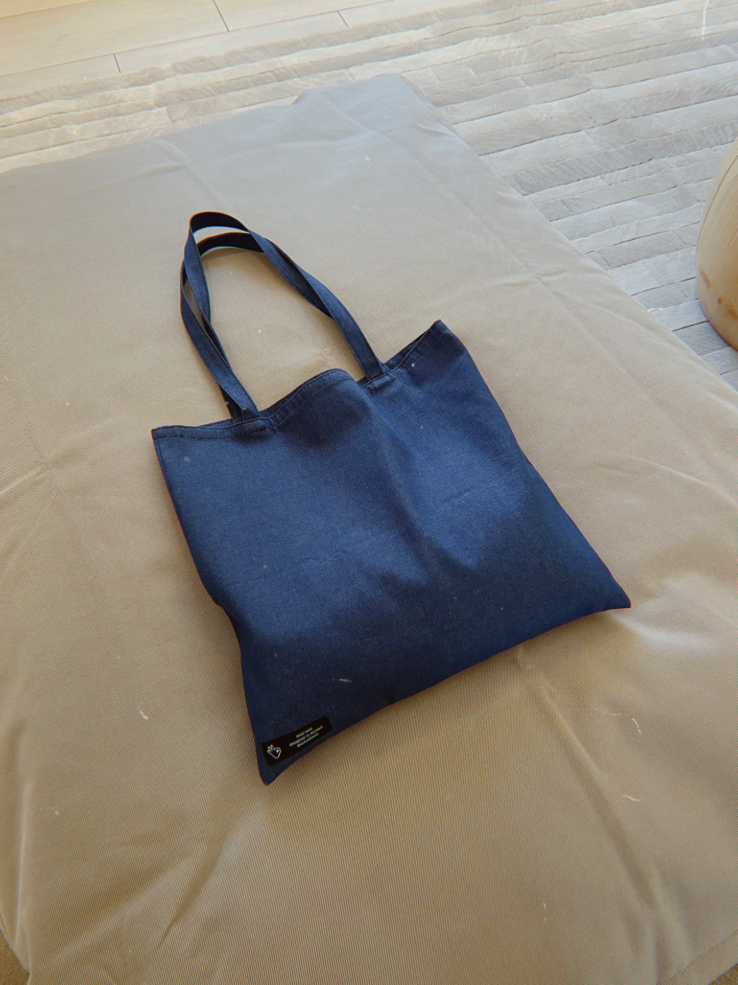 Minimal Denim Badge Tote