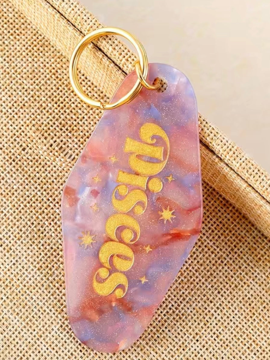 Retro Horoscope Motel Keychain